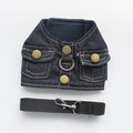 Vest Small Dog Halter Harness Lead Denim Chest Strap