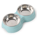 Double Pet Bowls Dog Food Water Feeder Stainless Steel