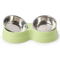 Double Pet Bowls Dog Food Water Feeder Stainless Steel