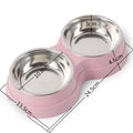 Double Pet Bowls Dog Food Water Feeder Stainless Steel