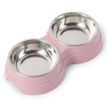Double Pet Bowls Dog Food Water Feeder Stainless Steel