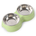 Double Pet Bowls Dog Food Water Feeder Stainless Steel