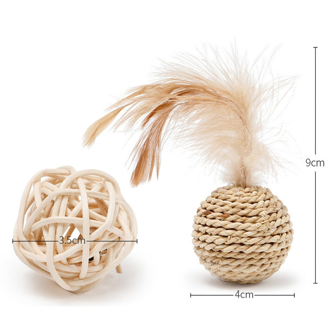 Pet Sisal Rope Weave Cat Feather Toy