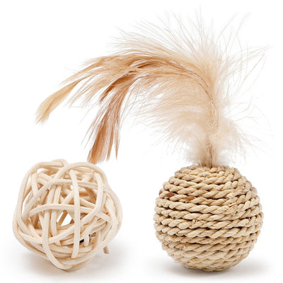 Pet Sisal Rope Weave Cat Feather Toy